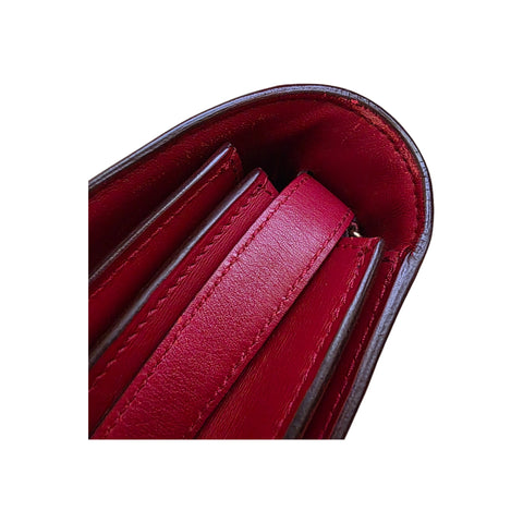 Celine Red Smooth Calfskin Leather Medium Classic Box Flap Bag