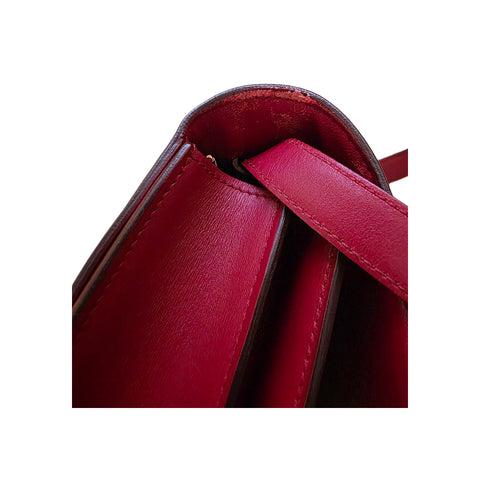Celine Red Smooth Calfskin Leather Medium Classic Box Flap Bag