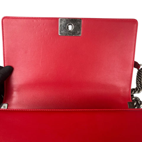 Chanel  Red Quilted Leather Large Boy Flap Bag
