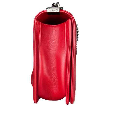 Chanel  Red Quilted Leather Large Boy Flap Bag