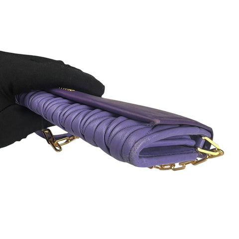 Miu Miu Purple Matelasse Leather Flap Crossbody