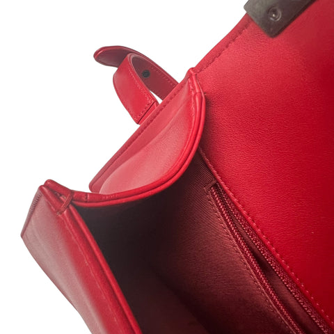 Chanel  Red Quilted Leather Large Boy Flap Bag