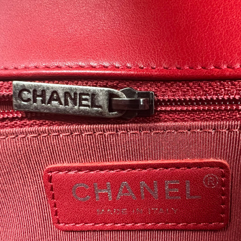 Chanel  Red Quilted Leather Large Boy Flap Bag