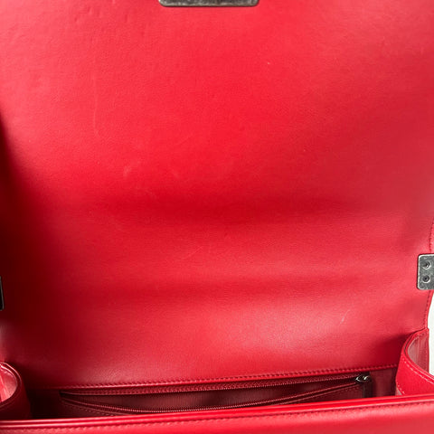 Chanel  Red Quilted Leather Large Boy Flap Bag