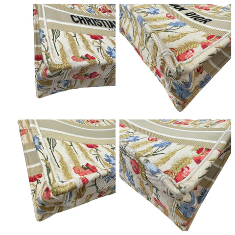 Dior Beige Multicolor Canvas Embroidered Hibiscus Medium Book Tote