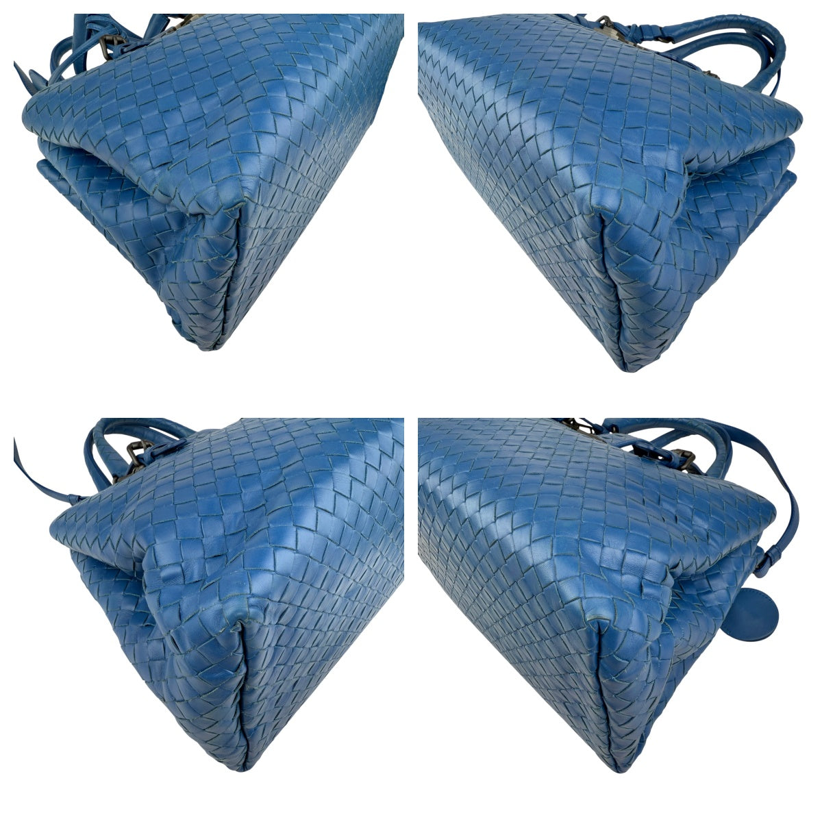 Pre-owned Bottega Veneta Blue Intrecciato Woven Nappa Leather Roma Tote Bag tote bag