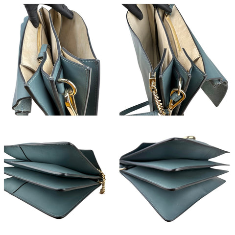 Chloe Blue Leather Suede Faye Medium Shoulder Bag