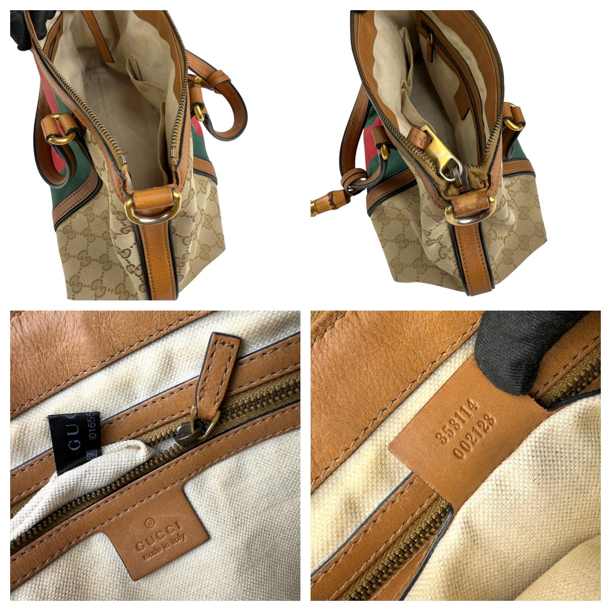 Pre-owned gucci-rania-convertible-top-handle-bag-gg-canvas