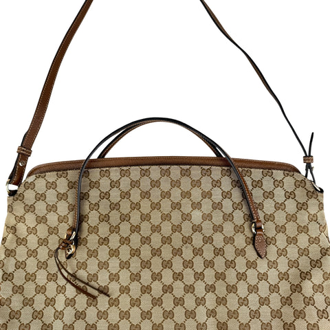 Gucci Brown/Beige GG Canvas and Leather Bree Foldover Bag