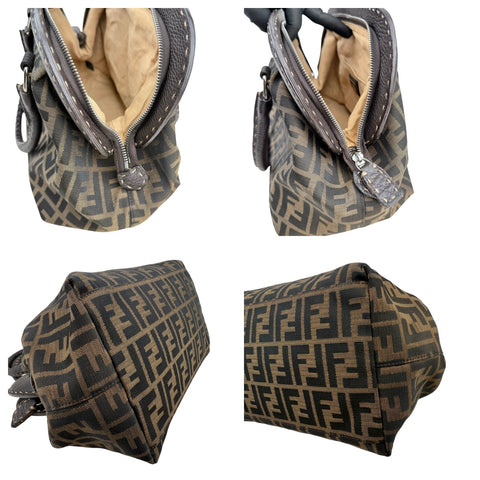 Fendi Zucca Canvas Hand Bag Brown Black