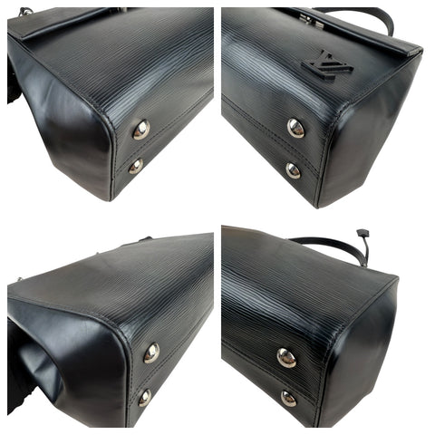 Louis Vuitton Cluny Microfiber Interior Shoulder Bag Black Leather