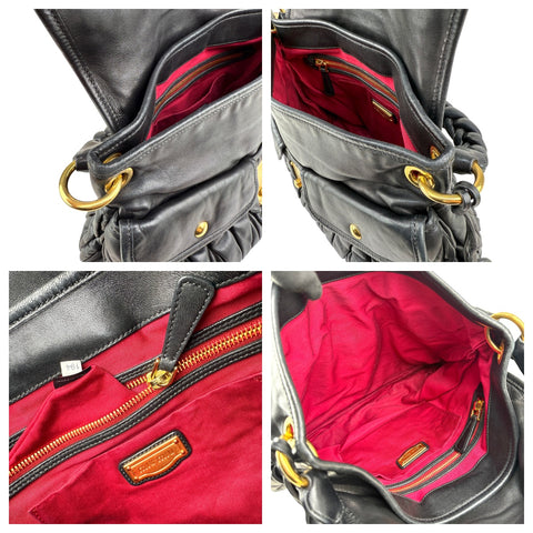 Pre-owned Miu Miu Black Matelasse Lambskin Leather Coffer Hobo Bag