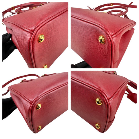 Prada Dark Red Saffiano Lux Leather  Zip Tote Bag