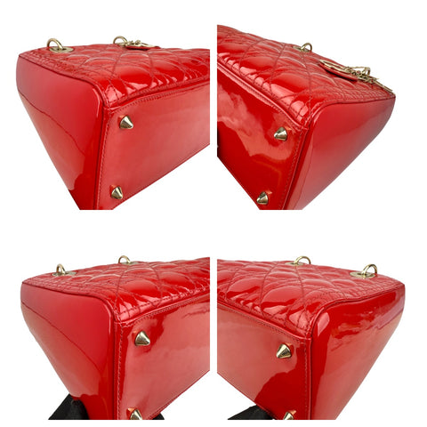 Christian Dior Lady Dior - Medium in Red, Cannage Quilted Patent