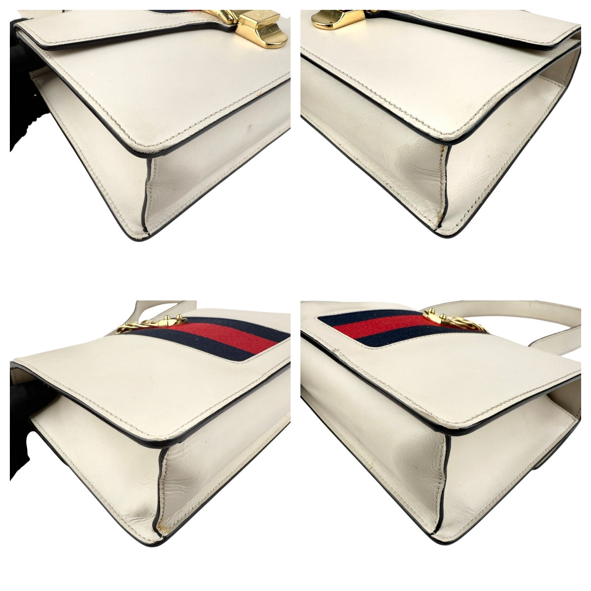 gucci sylvie white calfskin leather shoulder bag