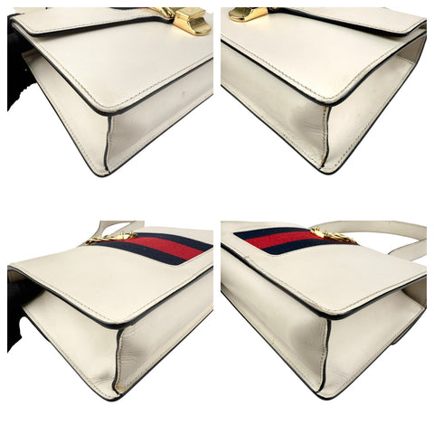 gucci sylvie white calfskin leather shoulder bag