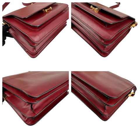 marni trunk medium leather shoulder bag red