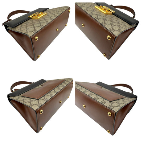 Gucci GG Supreme Monogram Calfskin Padlock Top Handle Bag