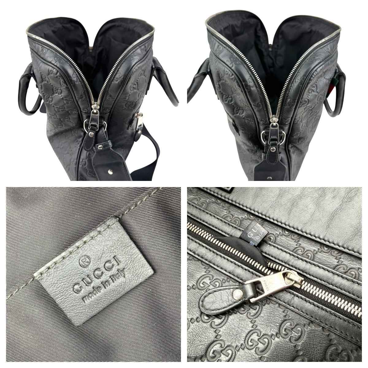 Gucci Black Guccissima Embossed Leather Briefcase Bag