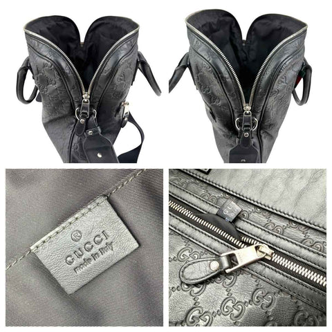 Gucci Black Guccissima Embossed Leather Briefcase Bag