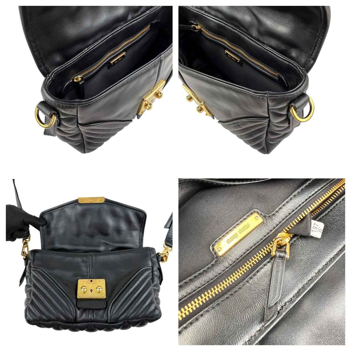Miu Miu nappa matelassé biker shoulder bag