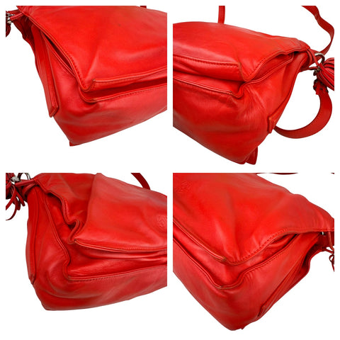 Loewe Flamenco Red Leather Shoulder Bag