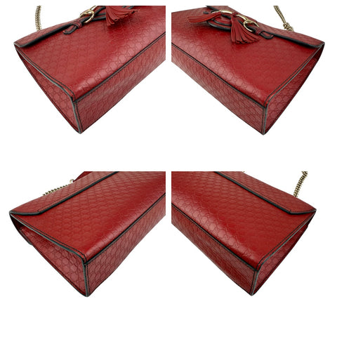 Pre-owned gucci red microguccissima leather medium emily chain shoulder bag front