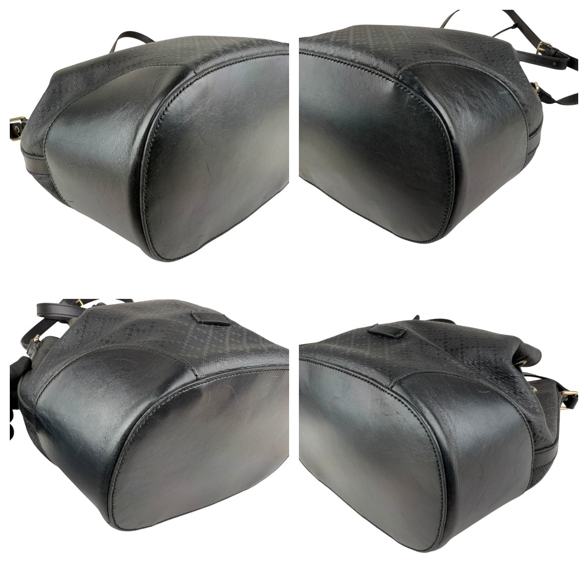 Pre-owned gucci-black-leather-diamante-bucket-bag