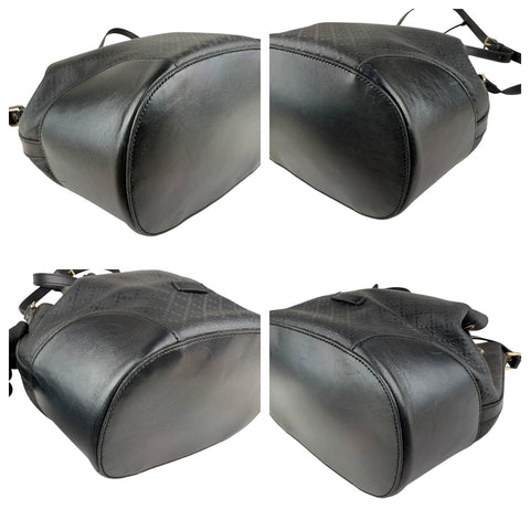 Pre-owned gucci-black-leather-diamante-bucket-bag