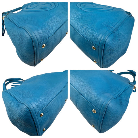 Gucci Teal Pebbled Leather Soho Medium Tote Bag