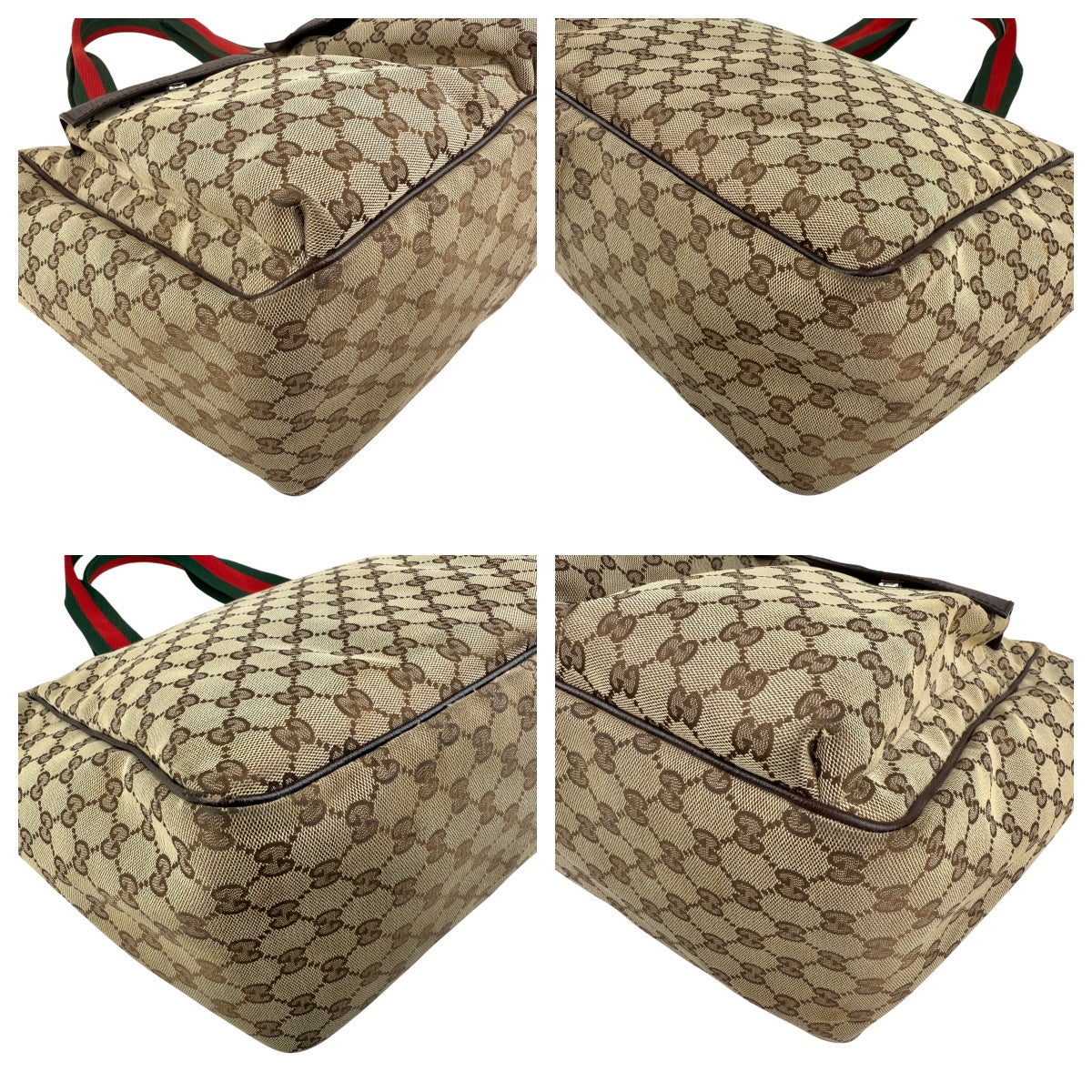 Pre-owned gucci-medium-pocket-tote-gg-canvas-bag-beige-ebony