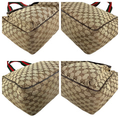 Pre-owned gucci-medium-pocket-tote-gg-canvas-bag-beige-ebony