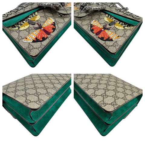 Gucci GG Supreme Monogram Willow Hill Embroidered Dionysus Shoulder Bag Emerald
