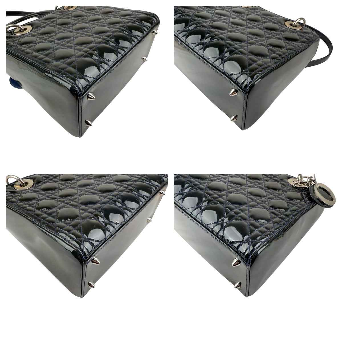 Dior Black Cannage Quilted Patent Leather Lady Dior Bag