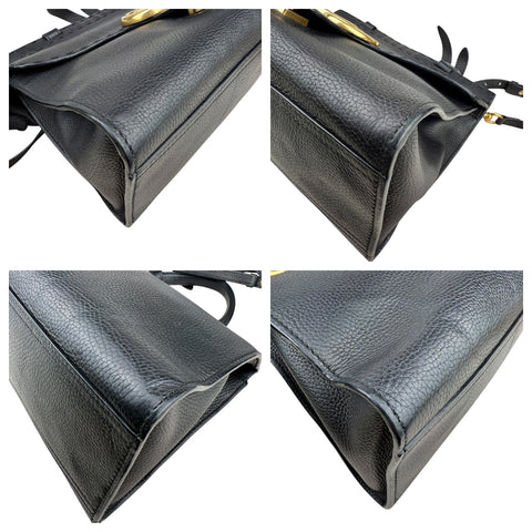 Gucci  Marmont GG Top Handle Flap Bag Black Leather