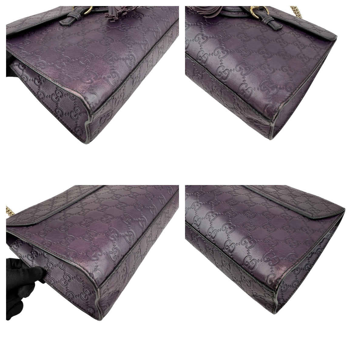 gucci purple guccissima leather emily chain shoulder bag