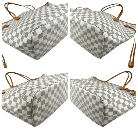 Louis Vuitton Neverfull Tote MM White Canvas Damier Azur
