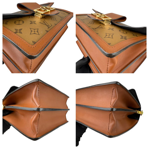 Louis Vuitton LV Dauphine MM Shoulder Bag Monogram Reverse Brown