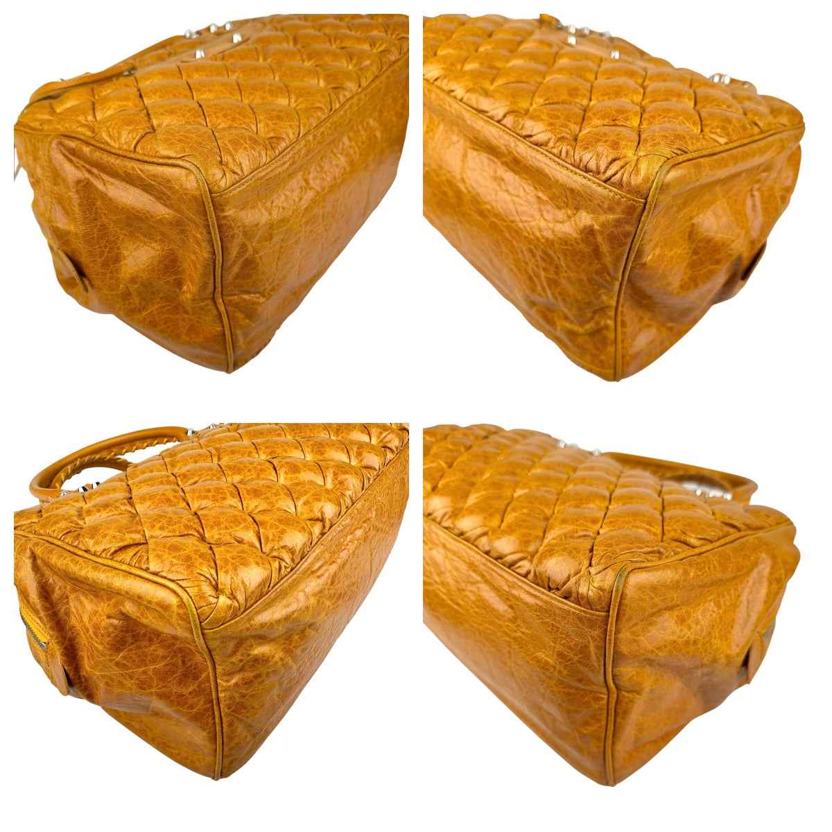 Balenciaga Quilted Mustard Yellow Leather Matelasse Handbag