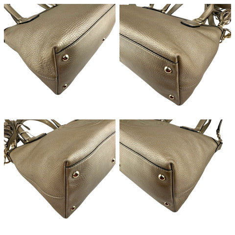 Gucci Soho Handbag Shoulder Bag Medium Gold Leather Bag Crossbody Strap