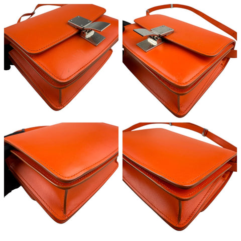 Céline Celine Classic Box Small Leather Shoulder Bag in Orange