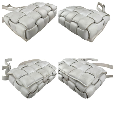 Pre-owned Bottega Veneta White Nappa Leather Maxi Weave Padded Cassette bag
