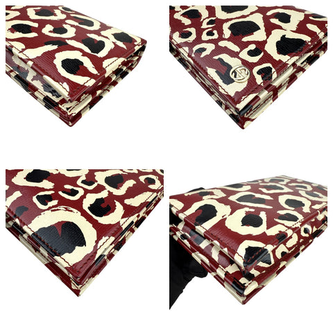 Gucci Leather Leopard Print clutch crossbody Chain Shoulder Wallet Bag