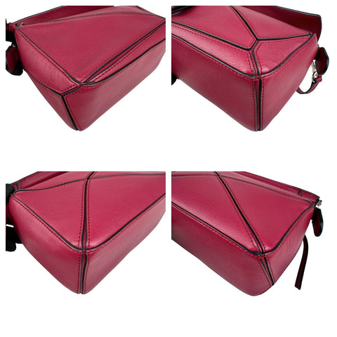 Loewe Raspberry Calfskin Mini Puzzle Bag