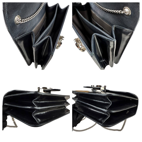 Gucci Black Glossy Leather Interlocking G Shoulder Bag