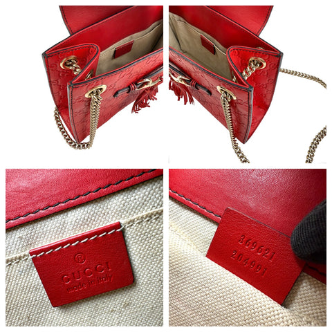 Pre-owned Gucci Red Guccissima Leather Emily Original Chain Large Shoulder Bag