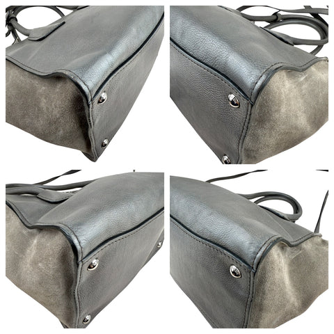 Prada Marmo Glace Leather and Suede Twin Pocket Double Handle Tote Bag