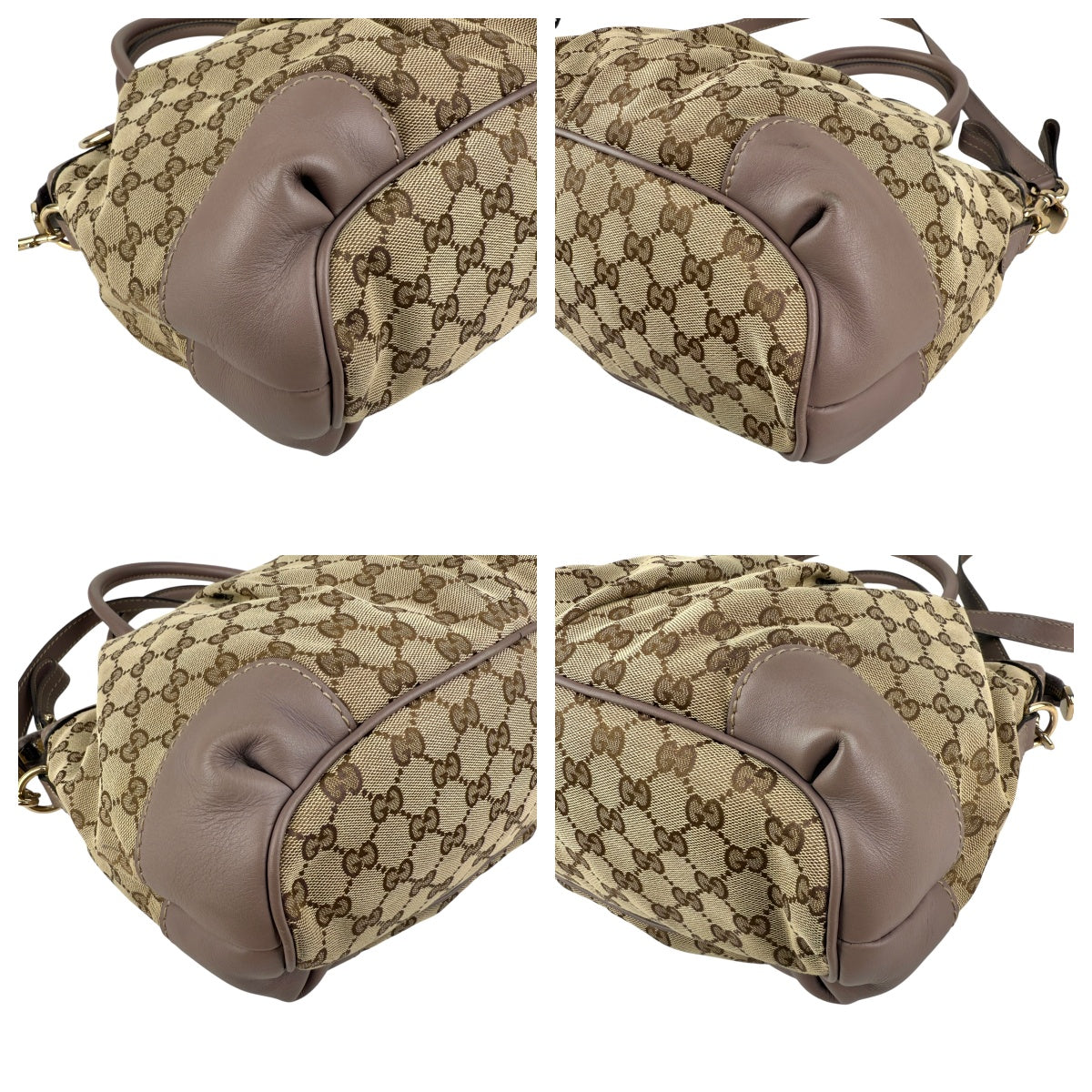 Pre-owned gucci-gg-canvas-sukey-top-handle-handbag-beige-purple
