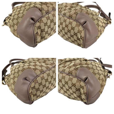 Pre-owned gucci-gg-canvas-sukey-top-handle-handbag-beige-purple