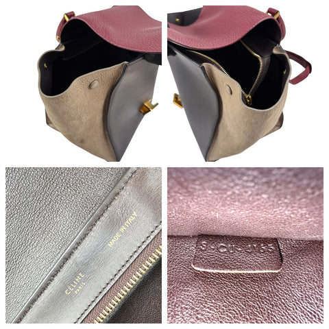 Pre-owned Celine Burgundy Tri-Color Smooth Calfskin Leather Medium Trapeze Bag
